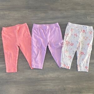 Kids Floral and Solid Leggings Set